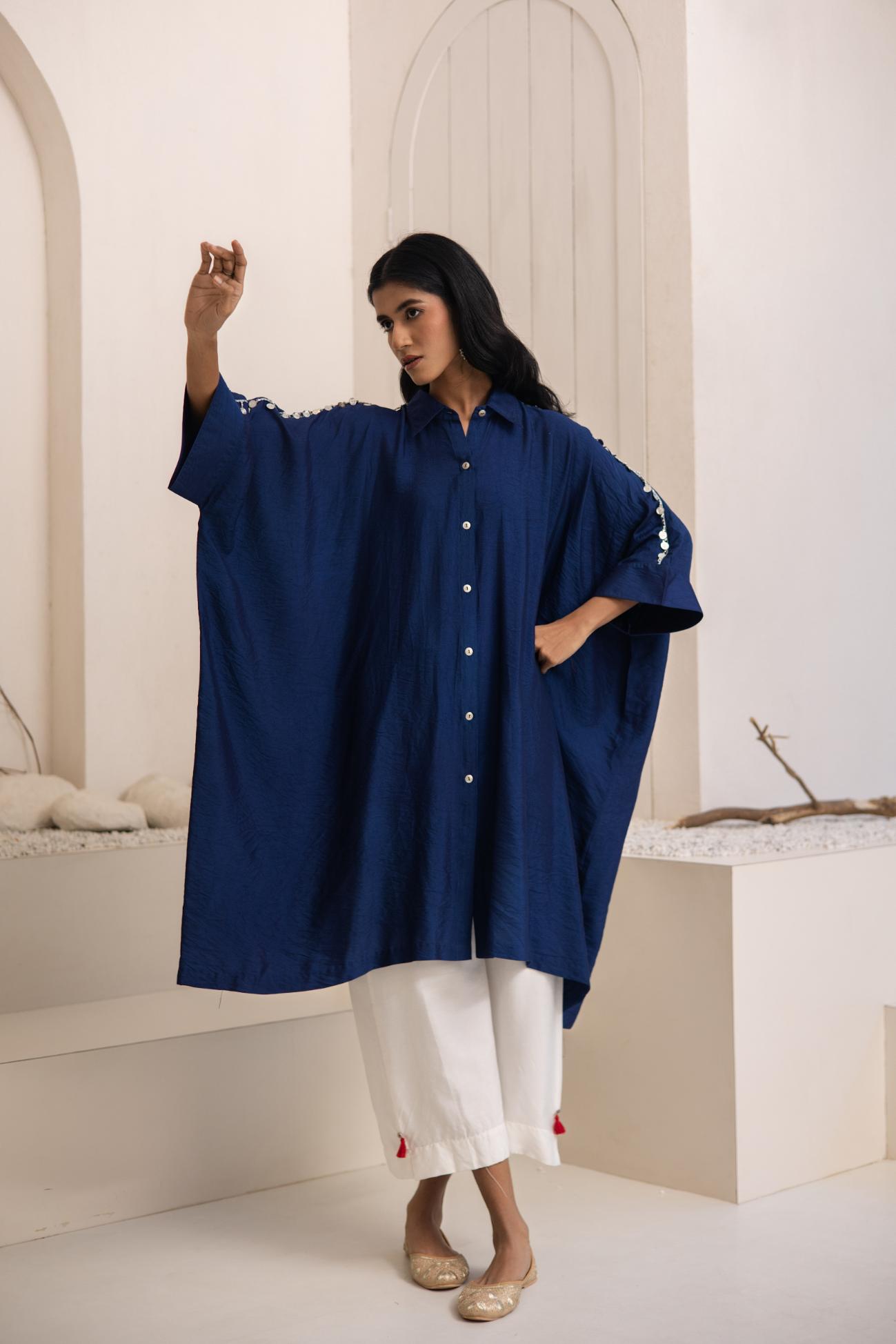 Yamuna Cotton Silk Shirt Kaftan Set