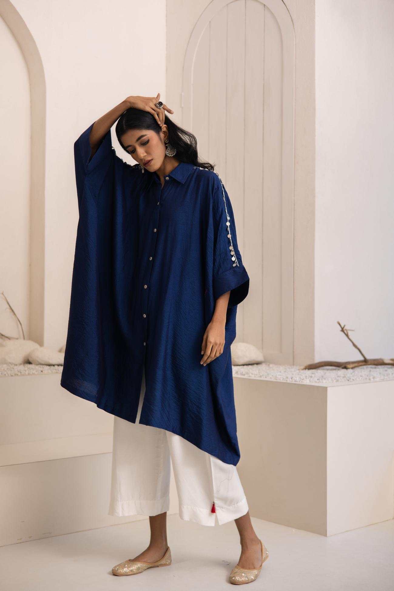 Yamuna Cotton Silk Shirt Kaftan Set