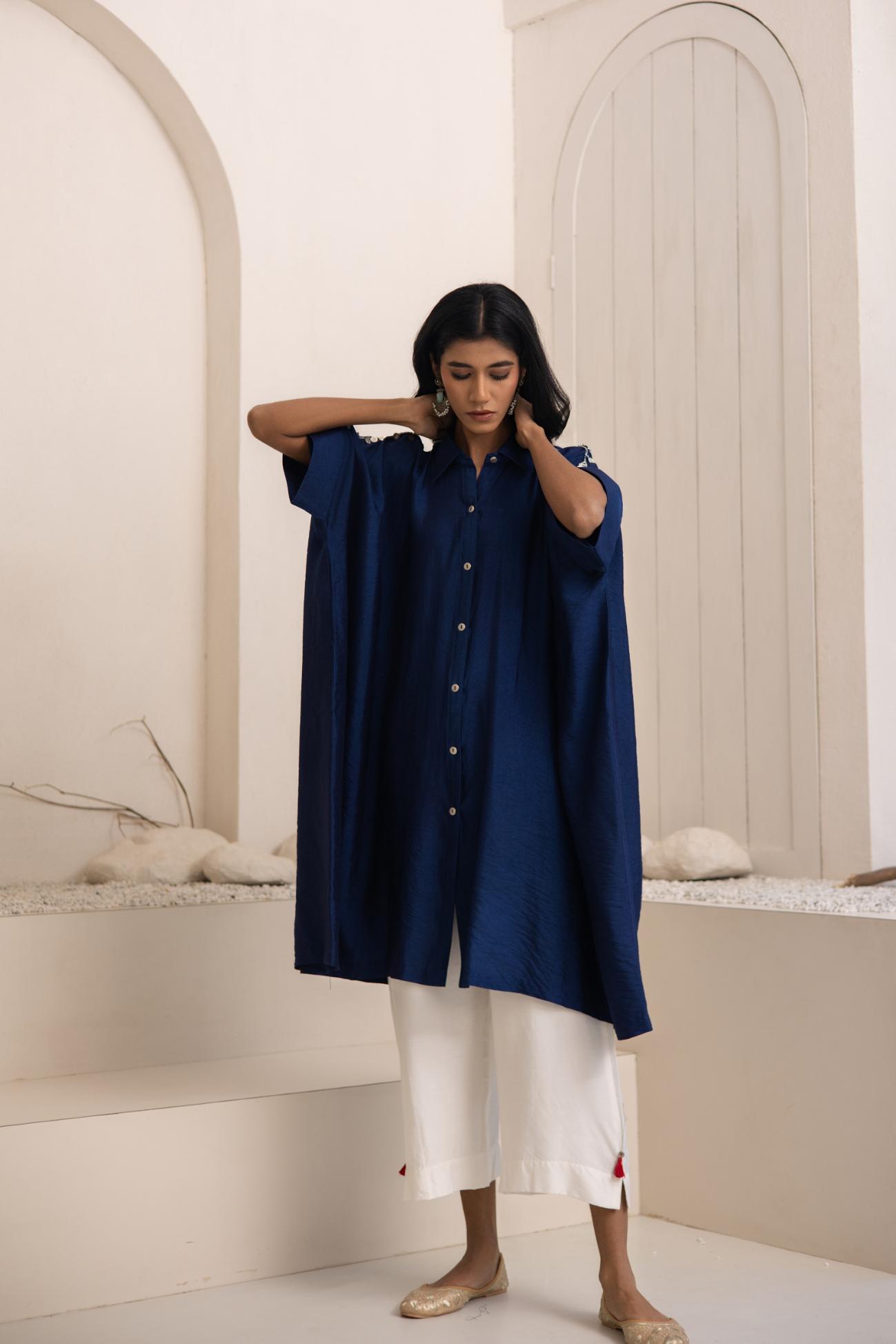 Yamuna Cotton Silk Shirt Kaftan Set