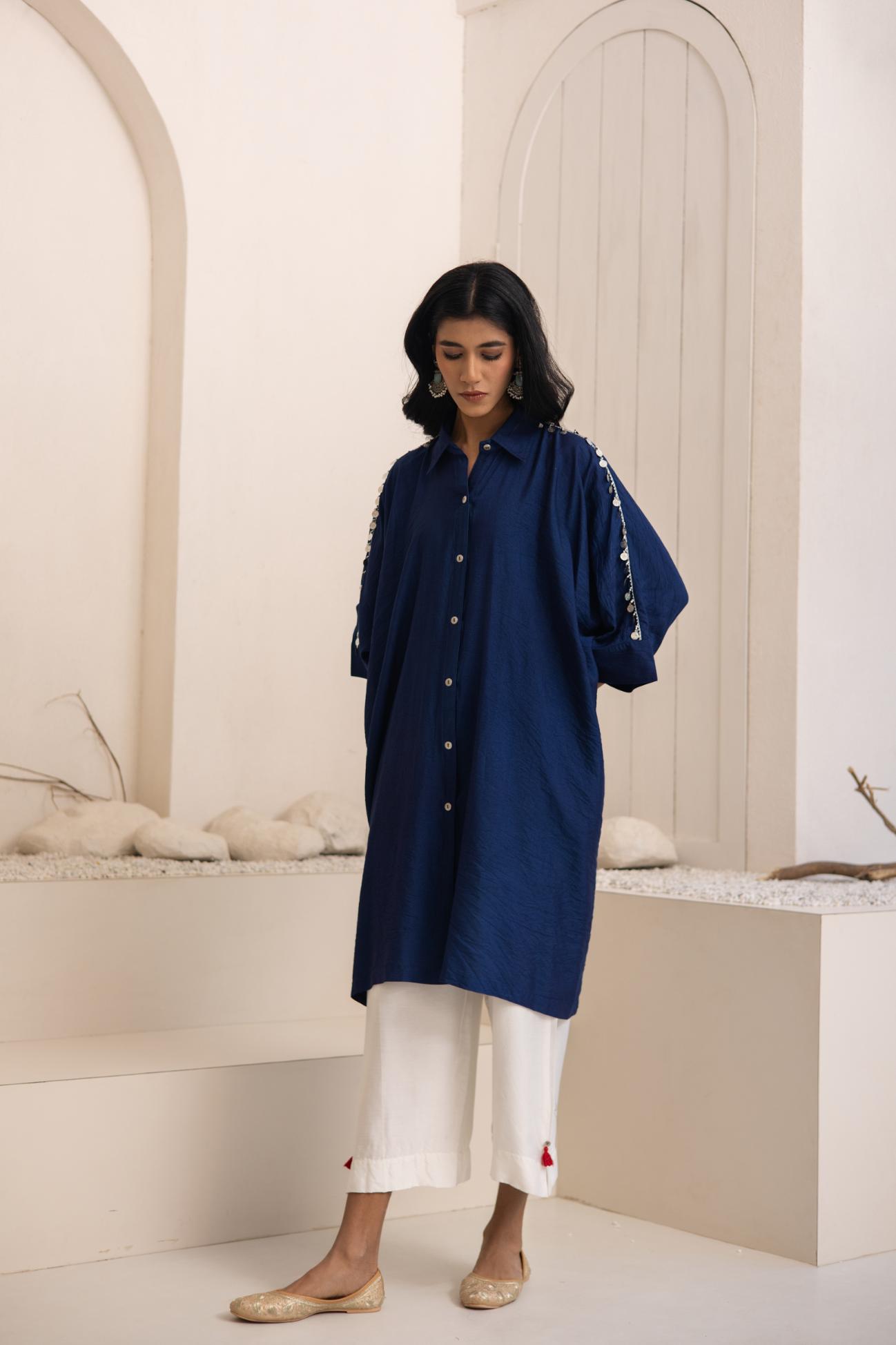 Yamuna Cotton Silk Shirt Kaftan Set