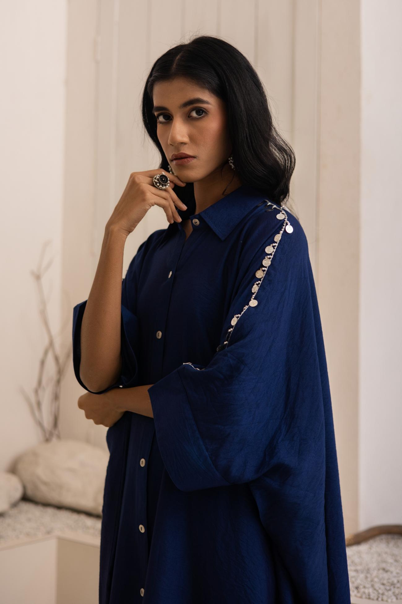Yamuna Cotton Silk Shirt Kaftan Set