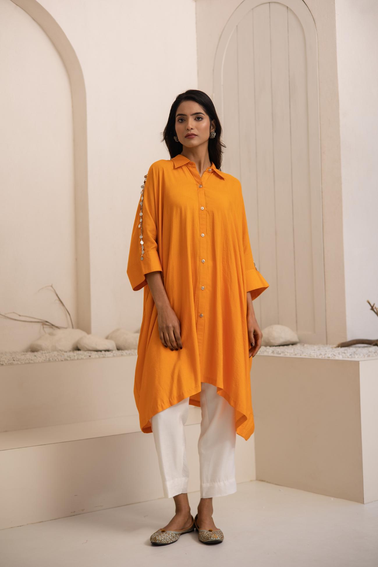 Kaaveri Cotton Silk Shirt Kaftan Set