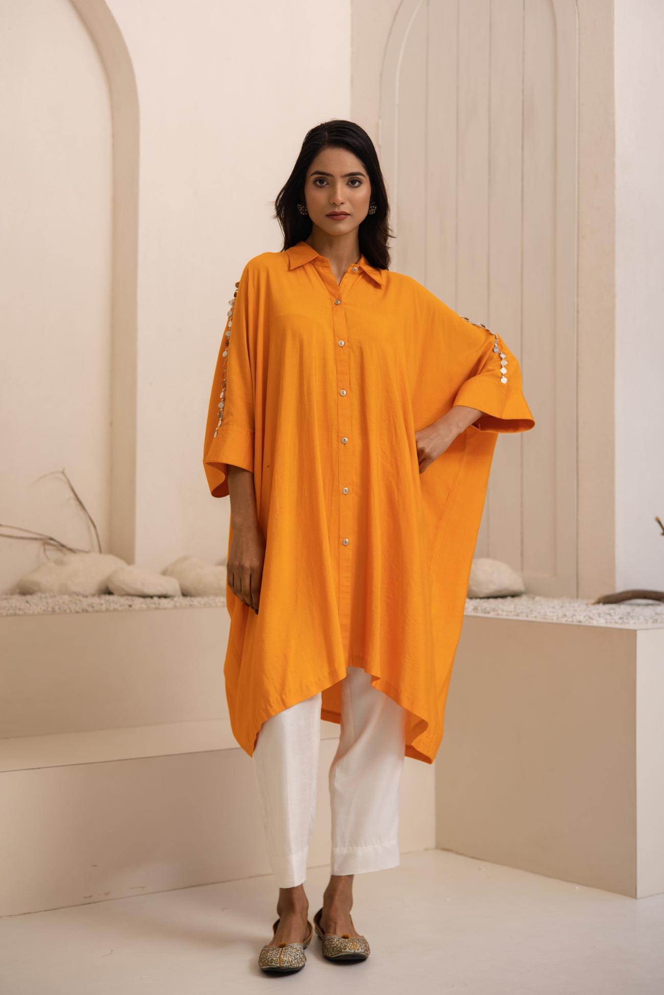 Kaaveri Cotton Silk Shirt Kaftan Set