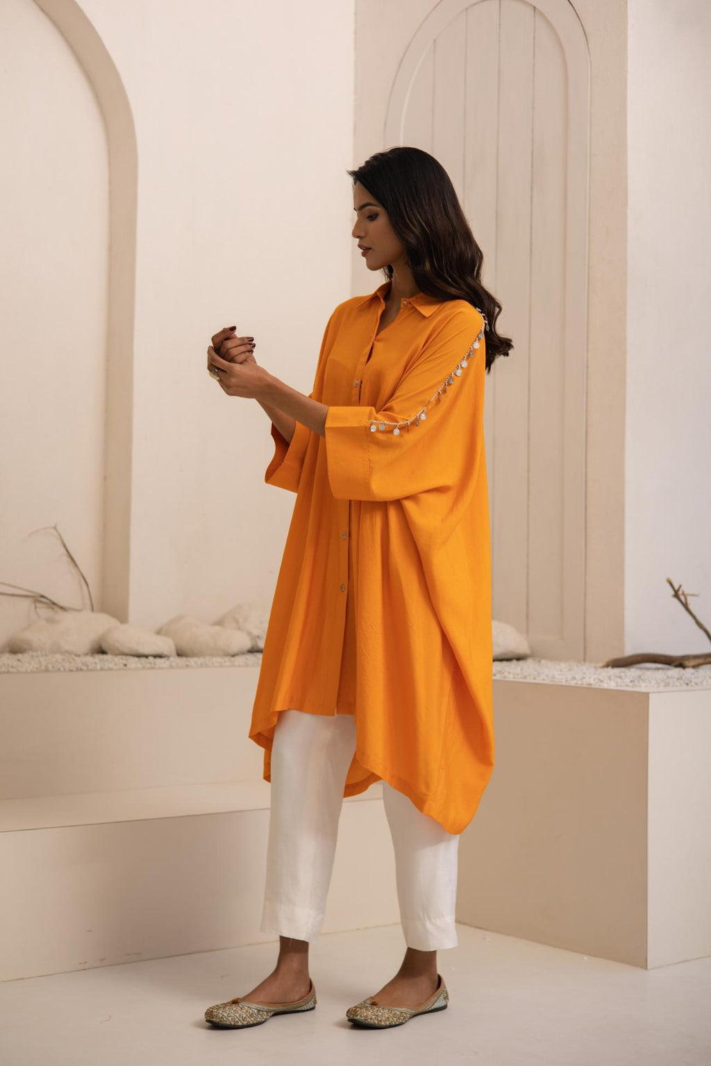 Kaaveri Cotton Silk Shirt Kaftan Set
