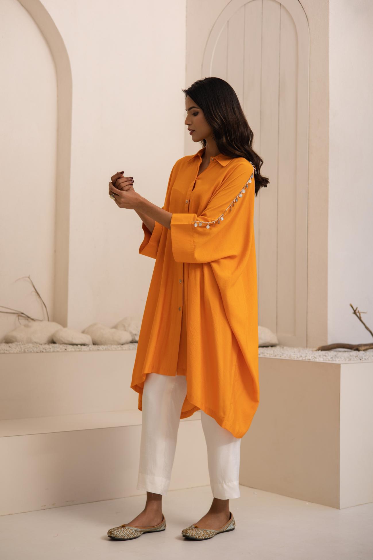 Kaaveri Cotton Silk Shirt Kaftan Set