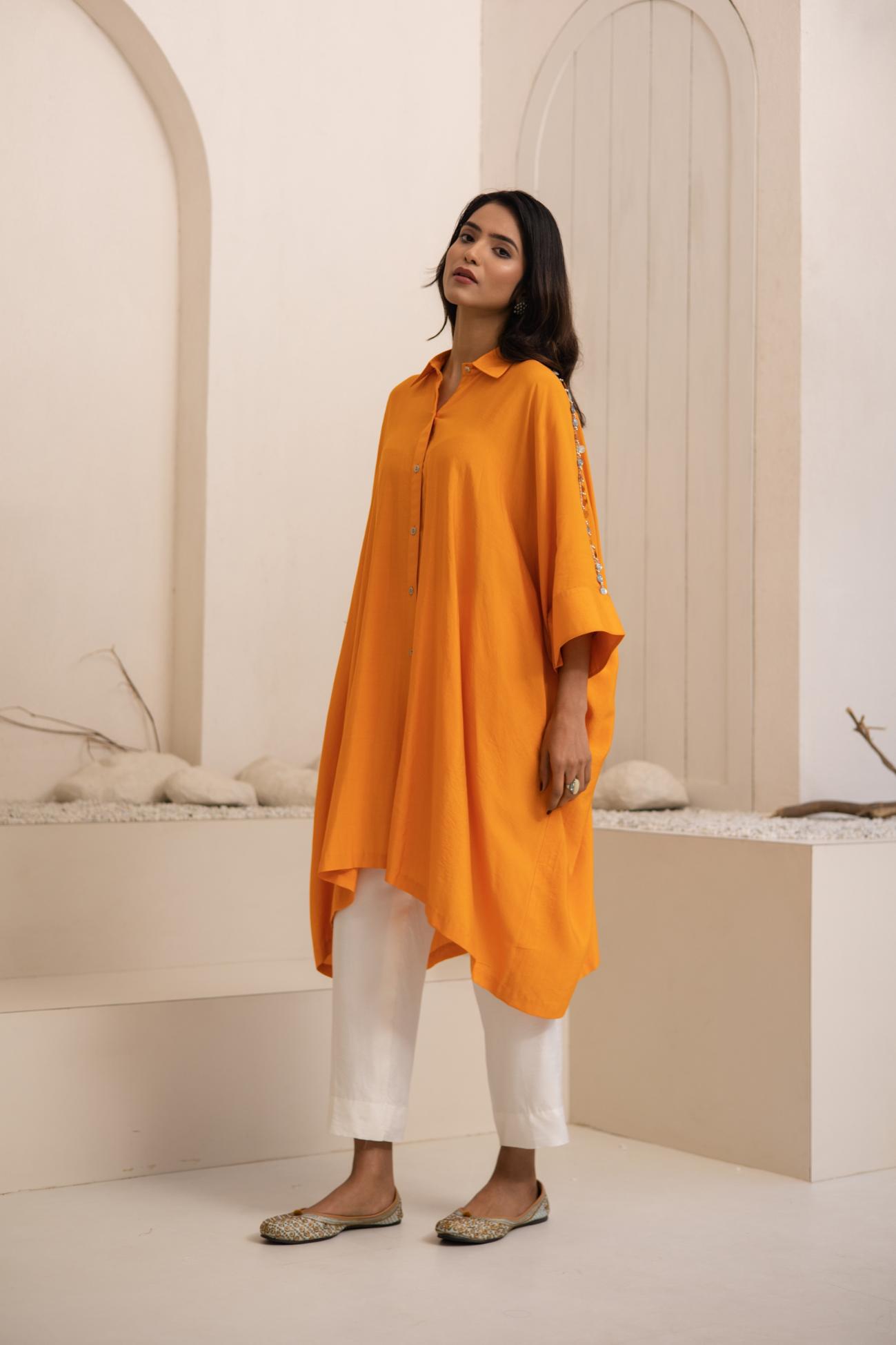 Kaaveri Cotton Silk Shirt Kaftan Set