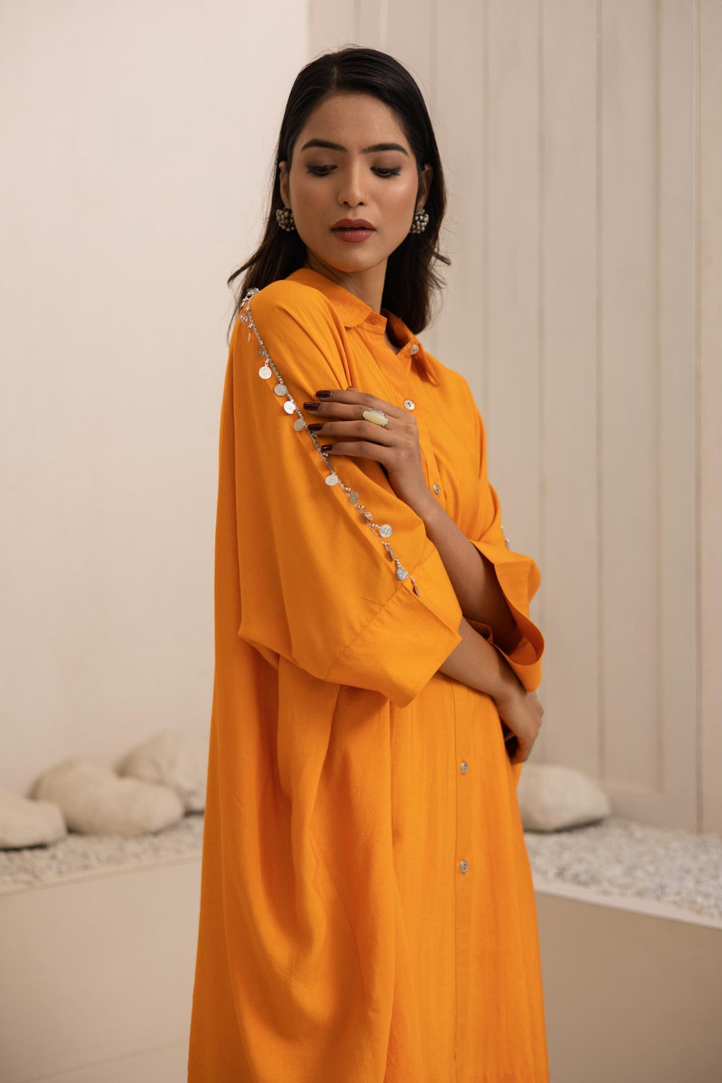 Kaaveri Cotton Silk Shirt Kaftan Set
