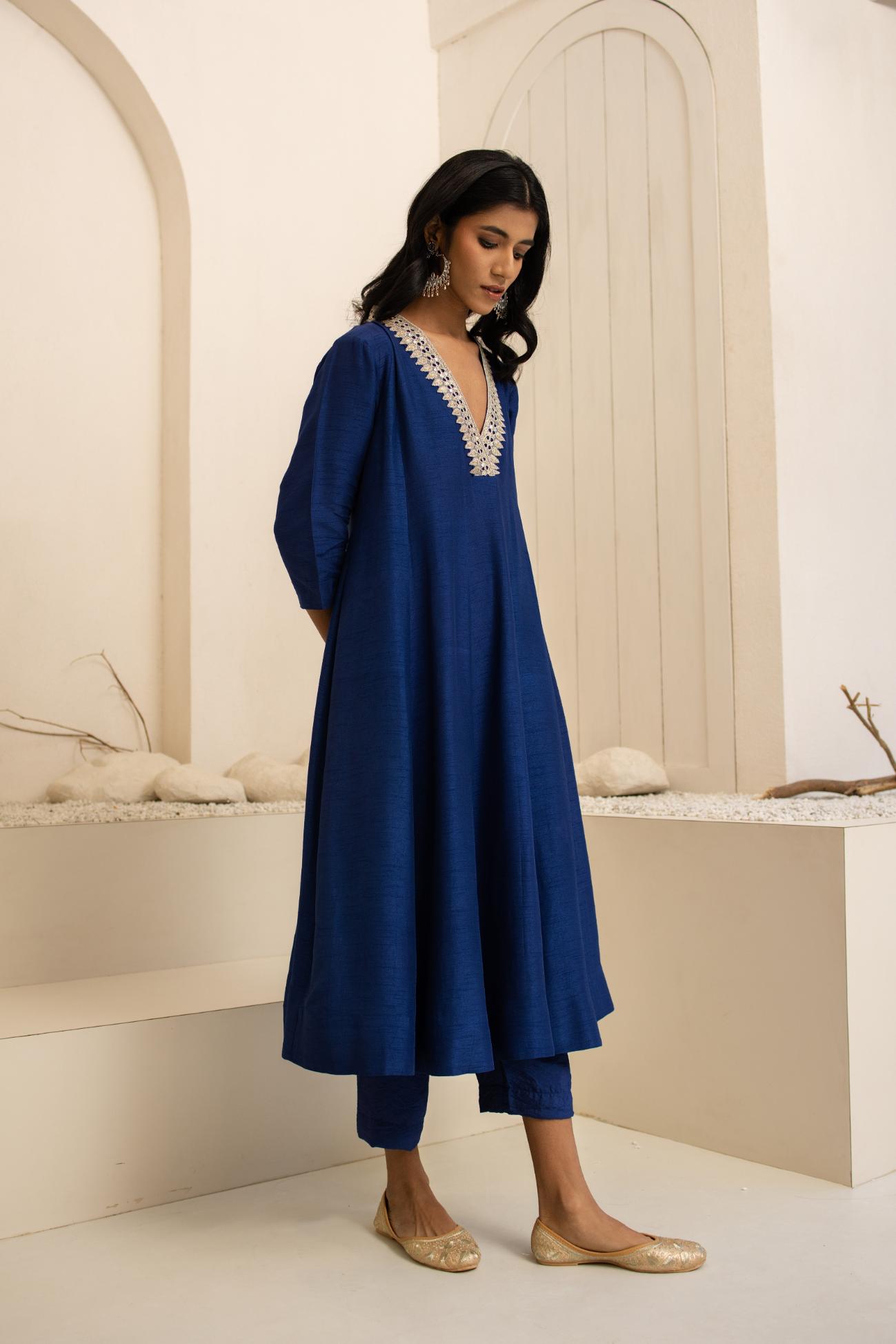 Neel Dola Silk Anarkali Set