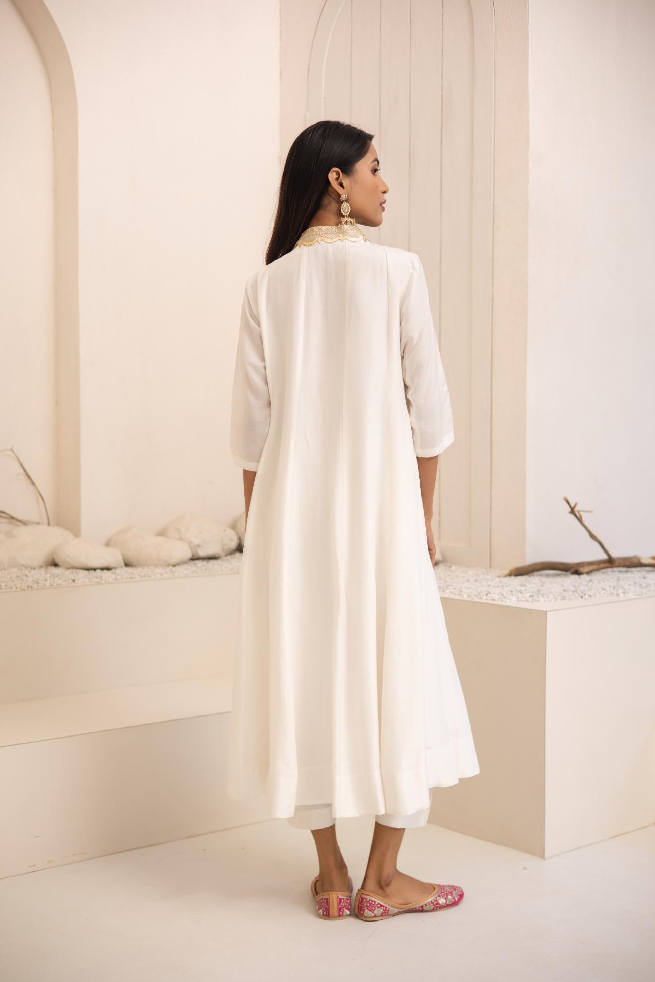 Shwet Dola Silk Anarkali Set