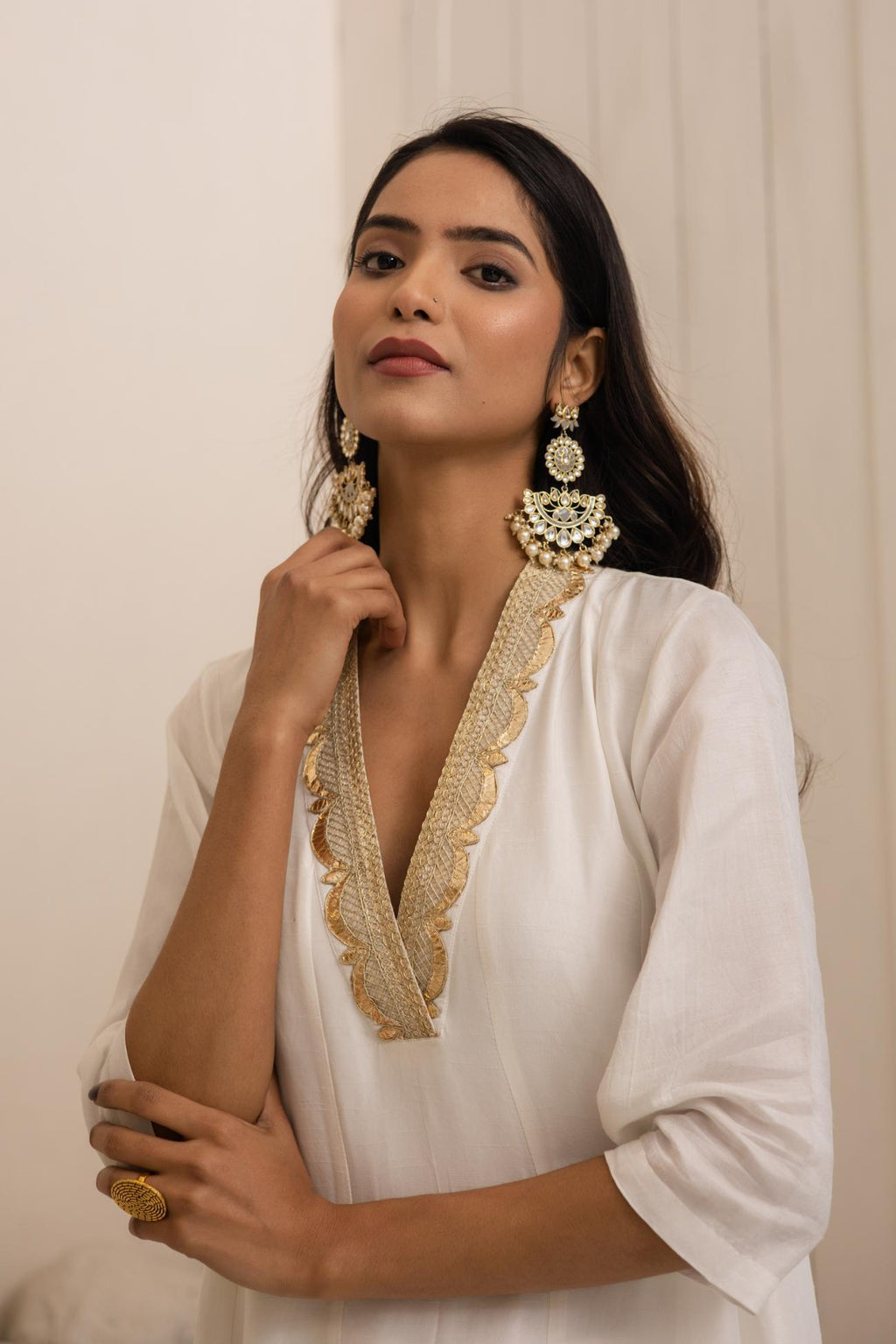 Shwet Dola Silk Anarkali Set