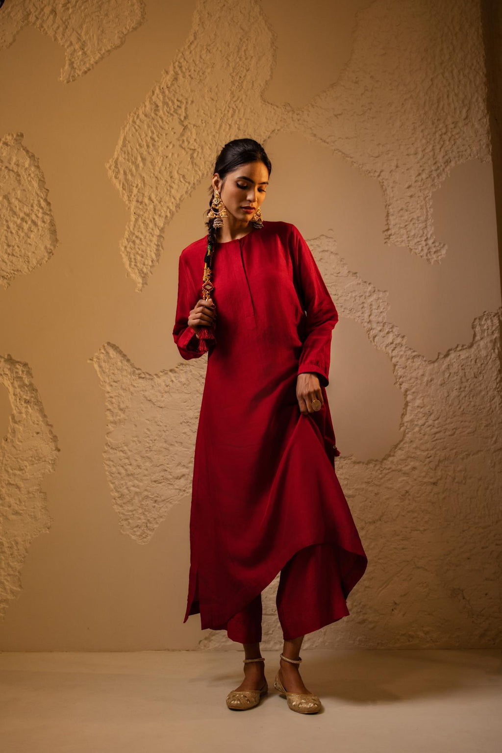 Anar Dola Silk Kurta Set