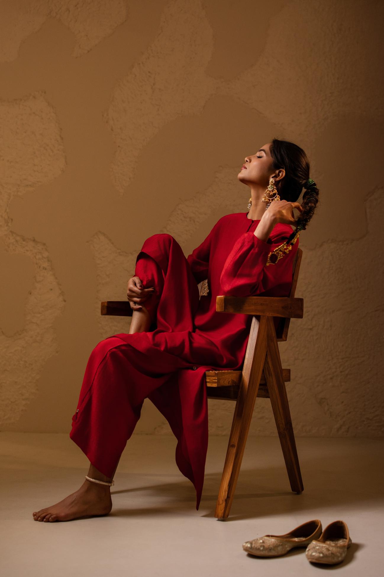 Anar Dola Silk Kurta Set