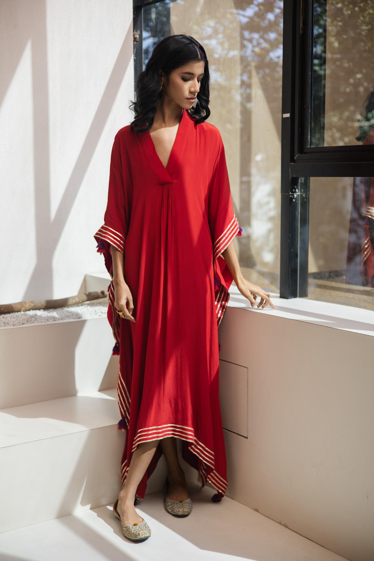 Sindoori Crepe Kaftan
