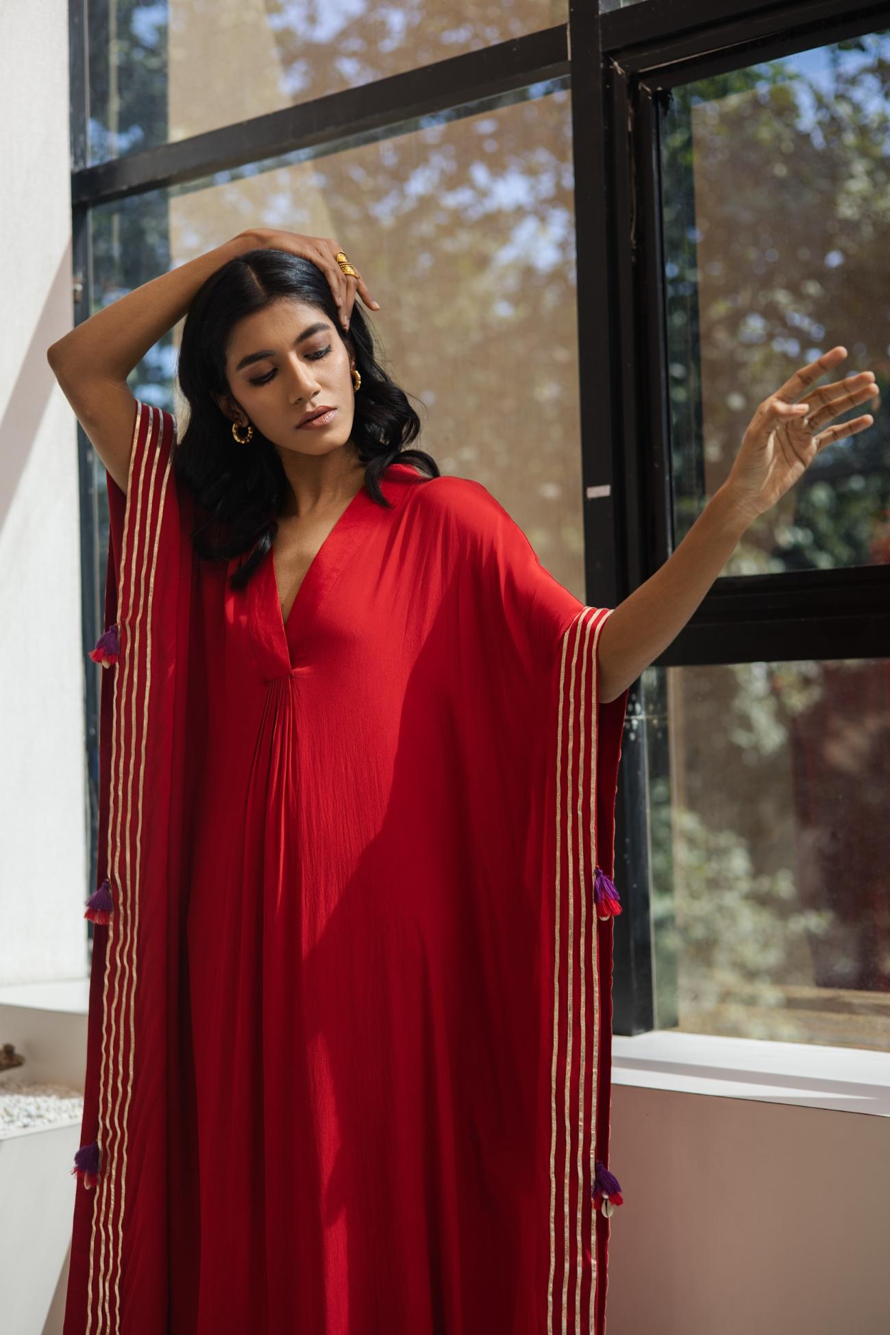 Sindoori Crepe Kaftan