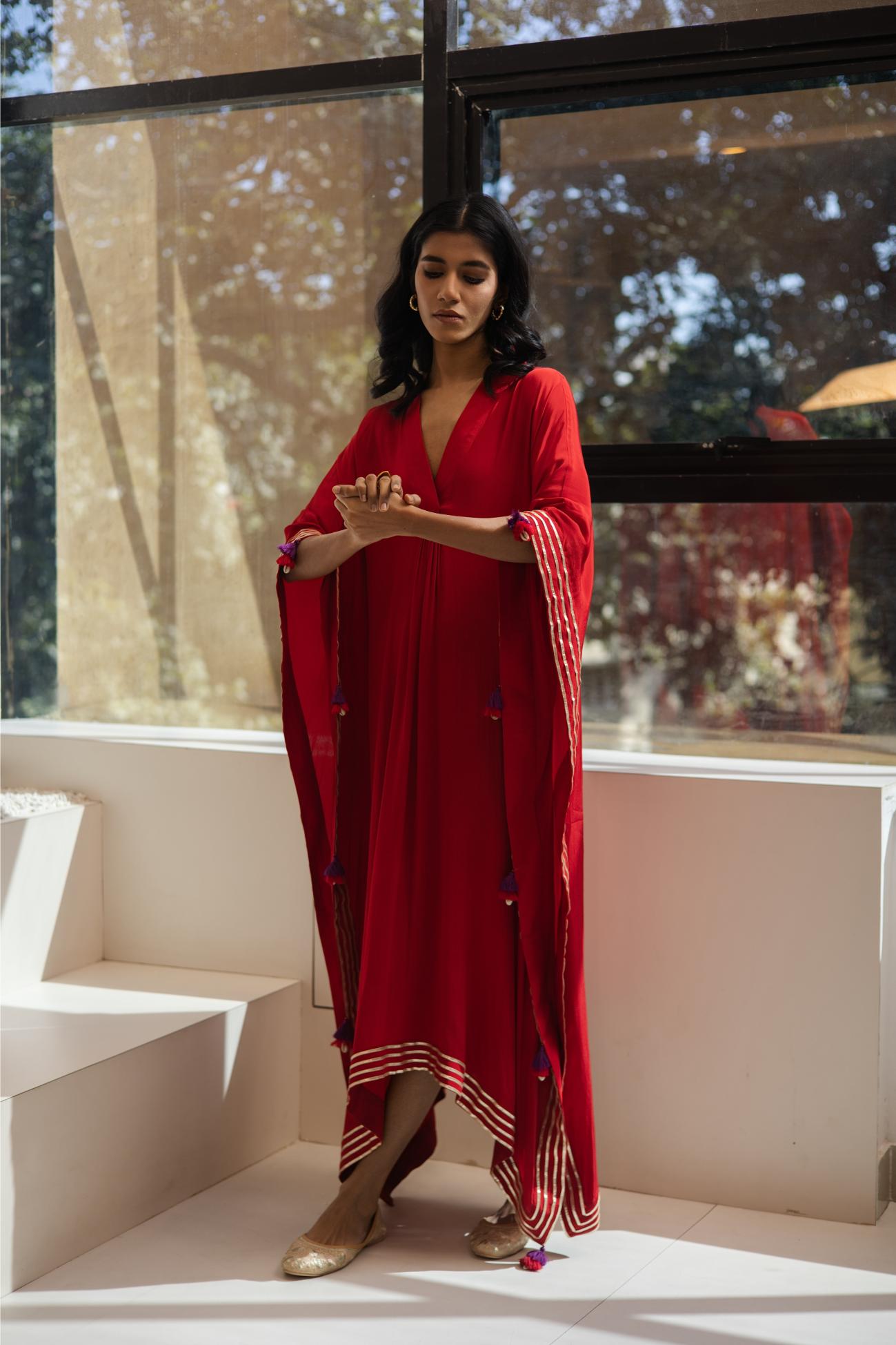Sindoori Crepe Kaftan