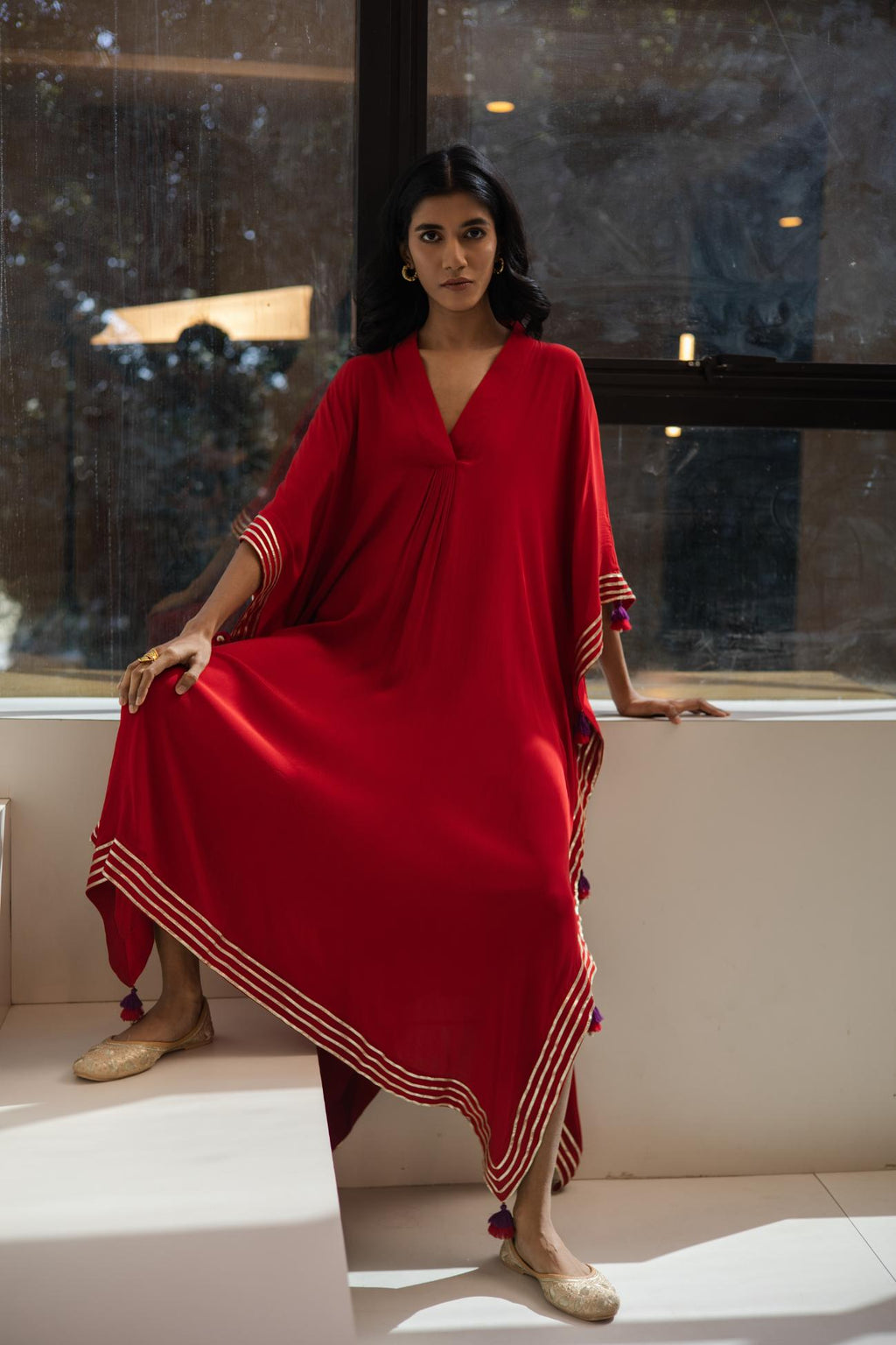 Sindoori Crepe Kaftan