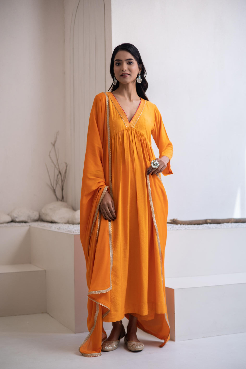 Narangi  Cotton Silk Kurta Set