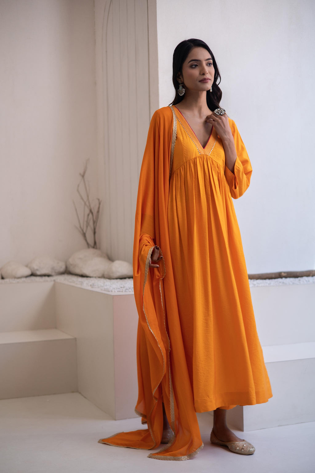 Narangi  Cotton Silk Kurta Set