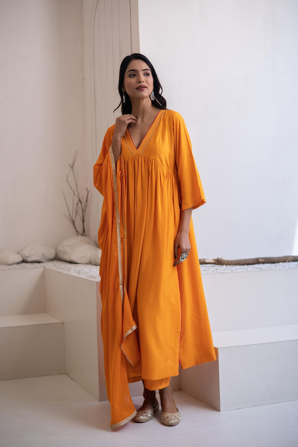 Narangi  Cotton Silk Kurta Set