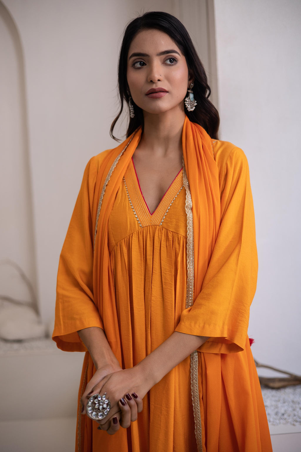Narangi  Cotton Silk Kurta Set