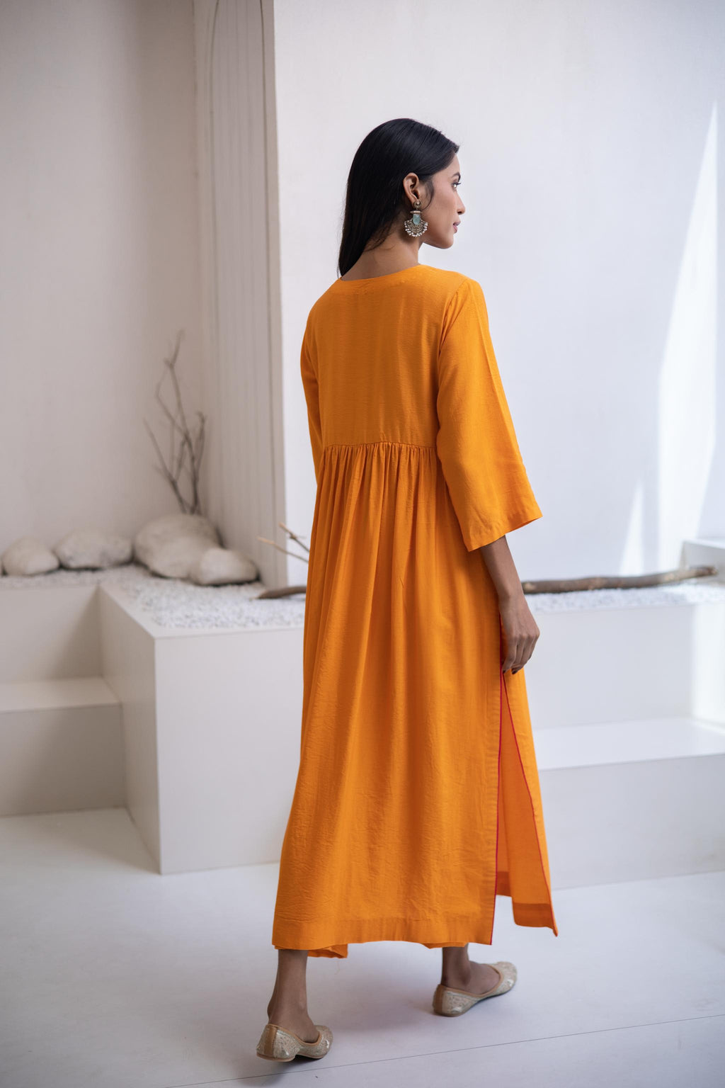 Narangi  Cotton Silk Kurta Set