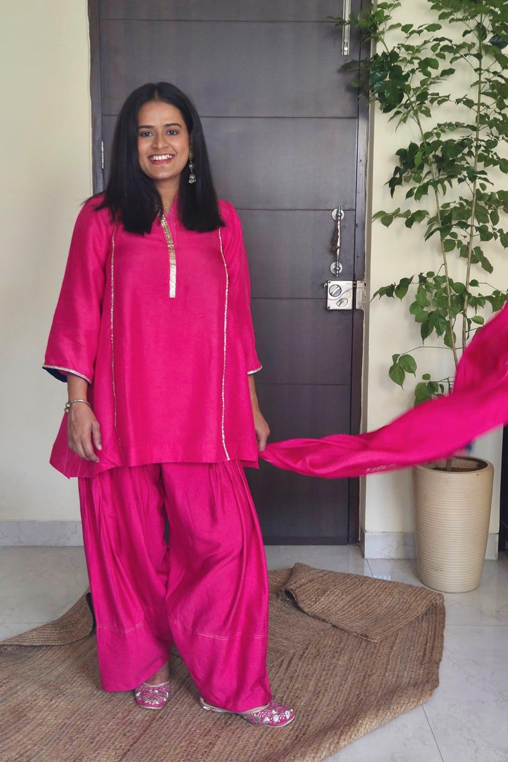Ahalya  Pink Dola Silk Farsi Salwar Set with dupatta