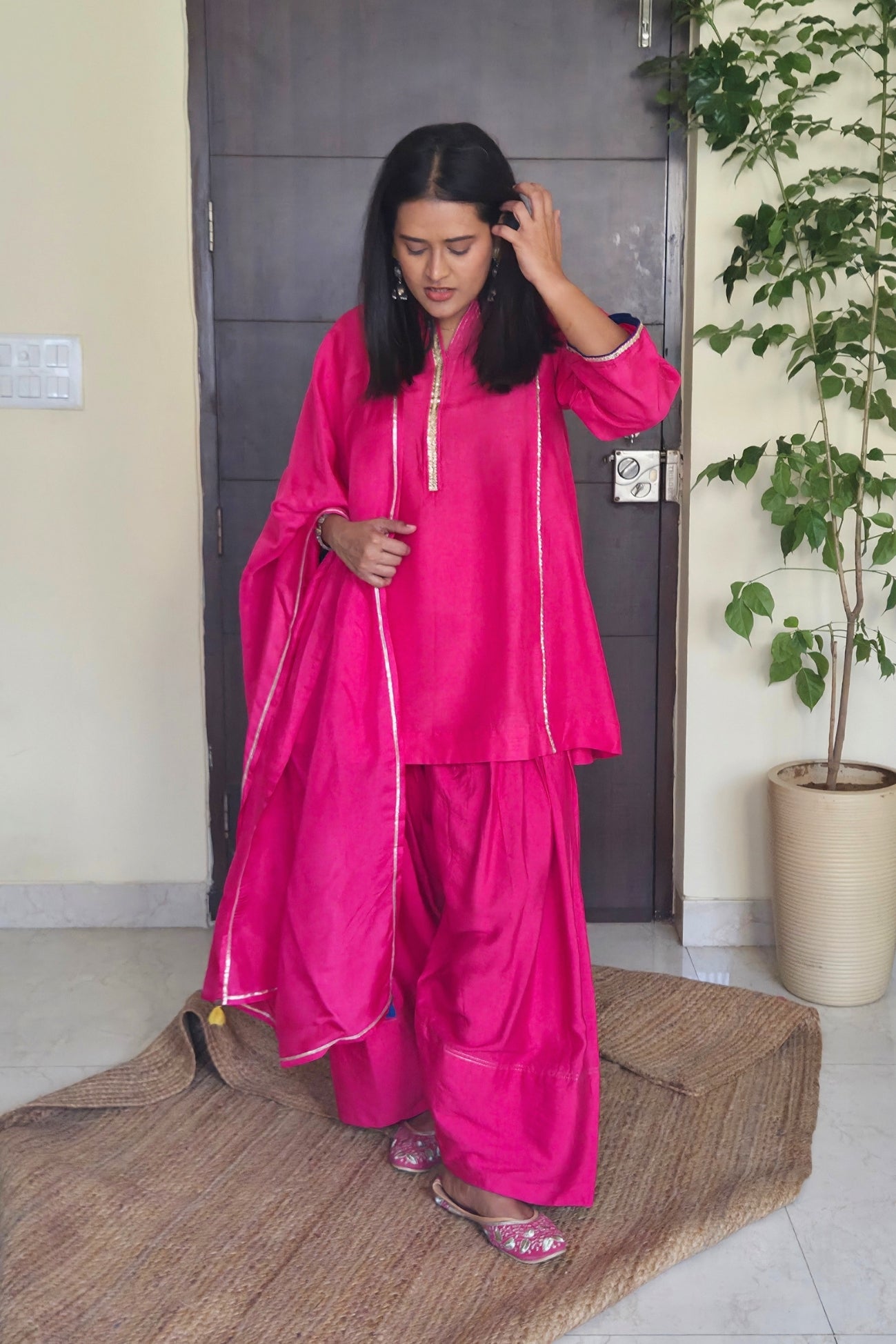 Ahalya  Pink Dola Silk Farsi Salwar Set with dupatta