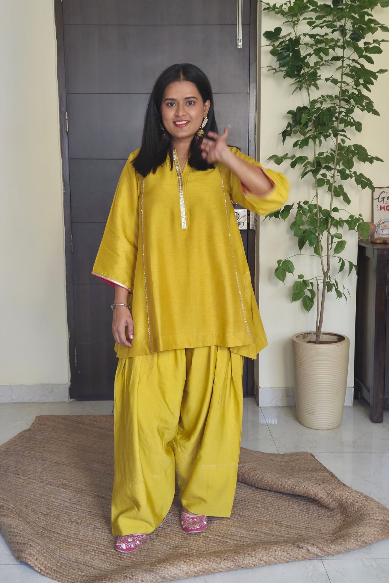 Nandini Yellow Dola Silk Farsi Salwar Set with dupatta
