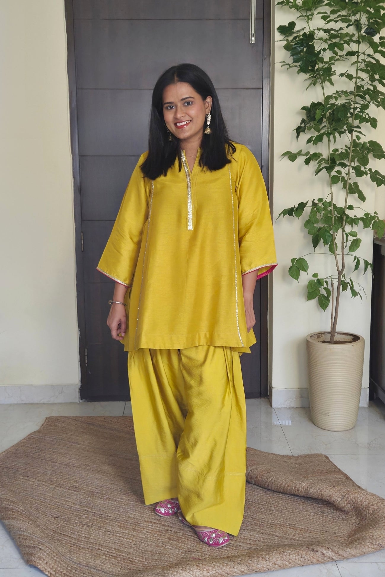 Nandini Yellow Dola Silk Farsi Salwar Set with dupatta