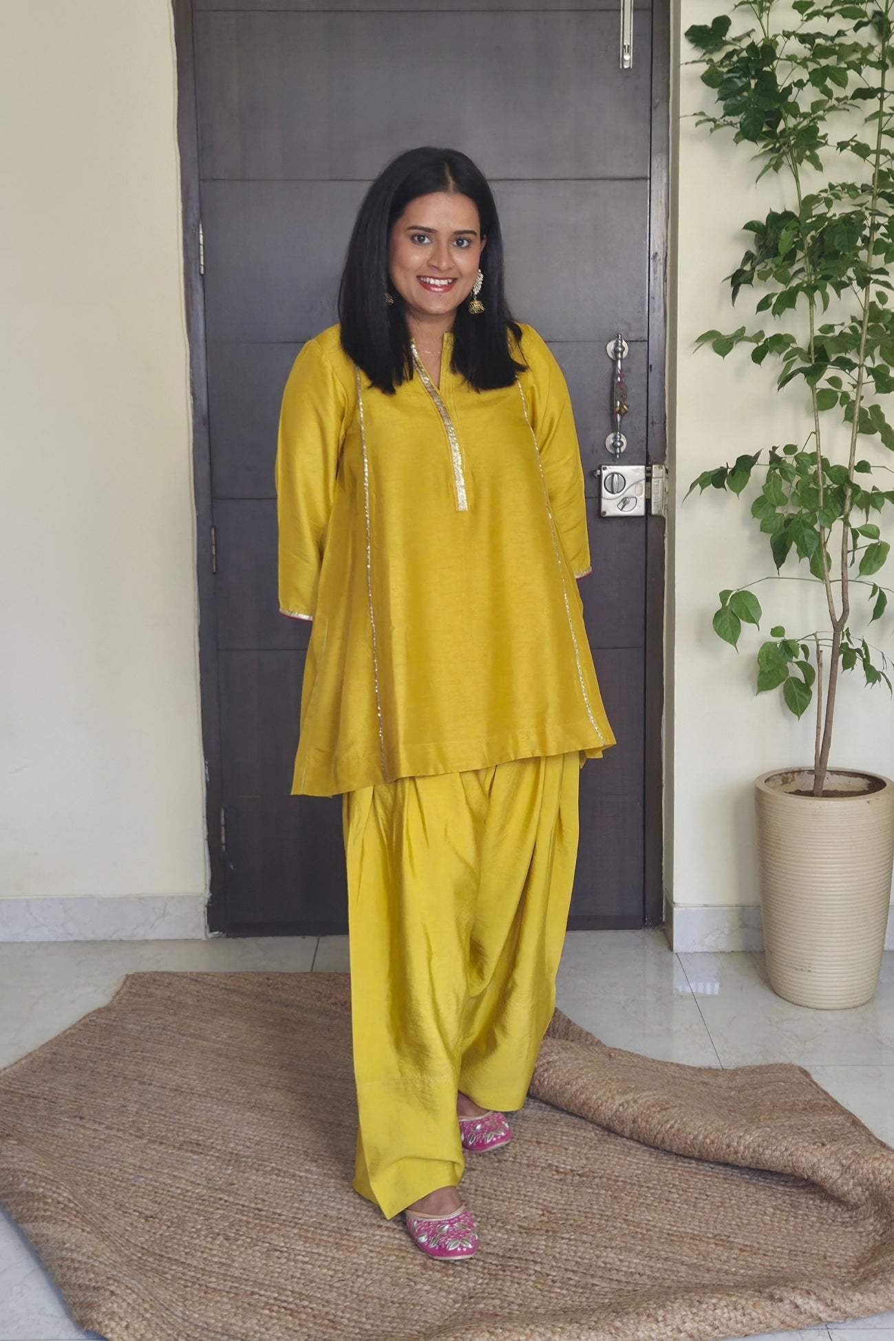 Nandini Yellow Dola Silk Farsi Salwar Set with dupatta