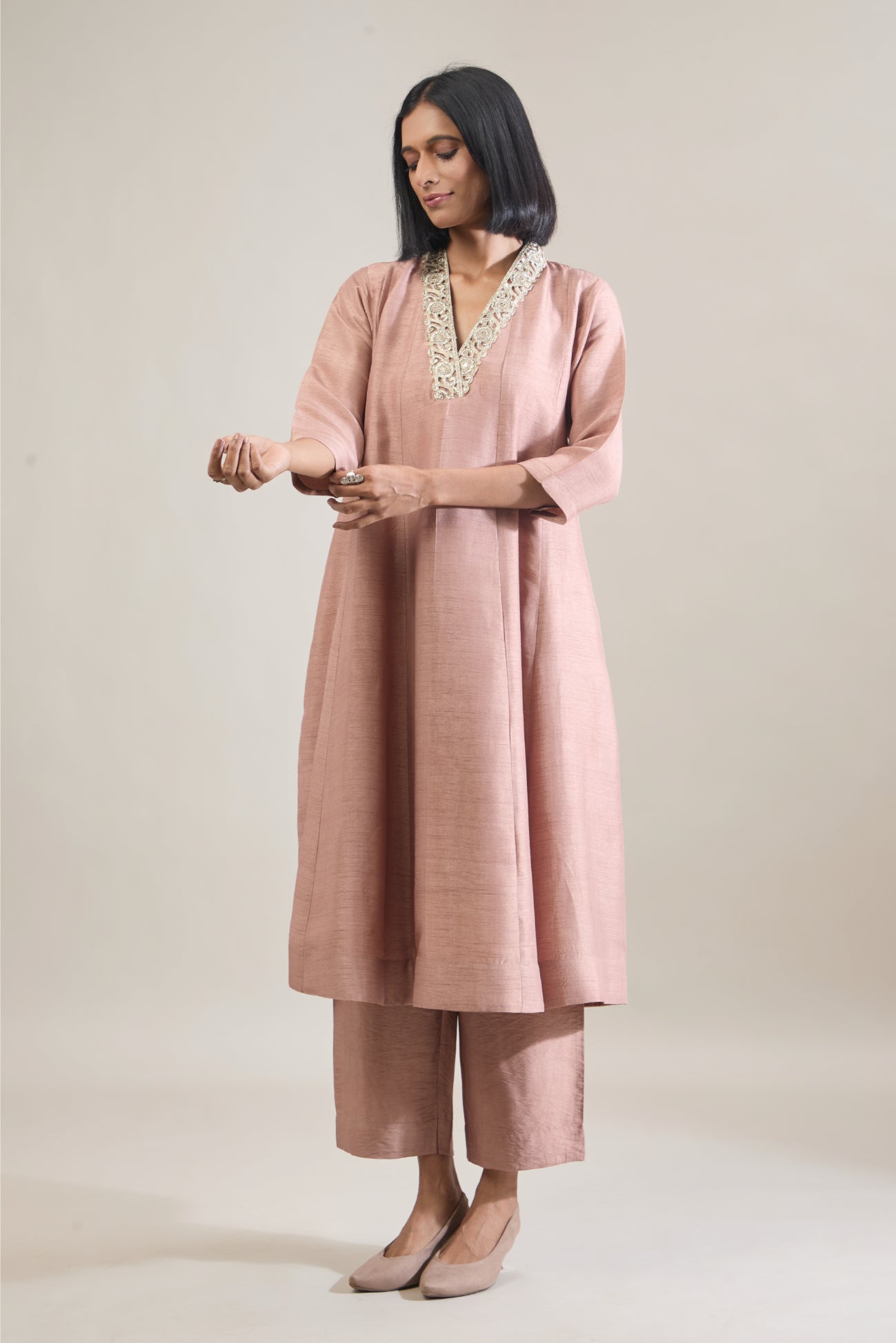 Sand Dola Silk Anarkali Set
