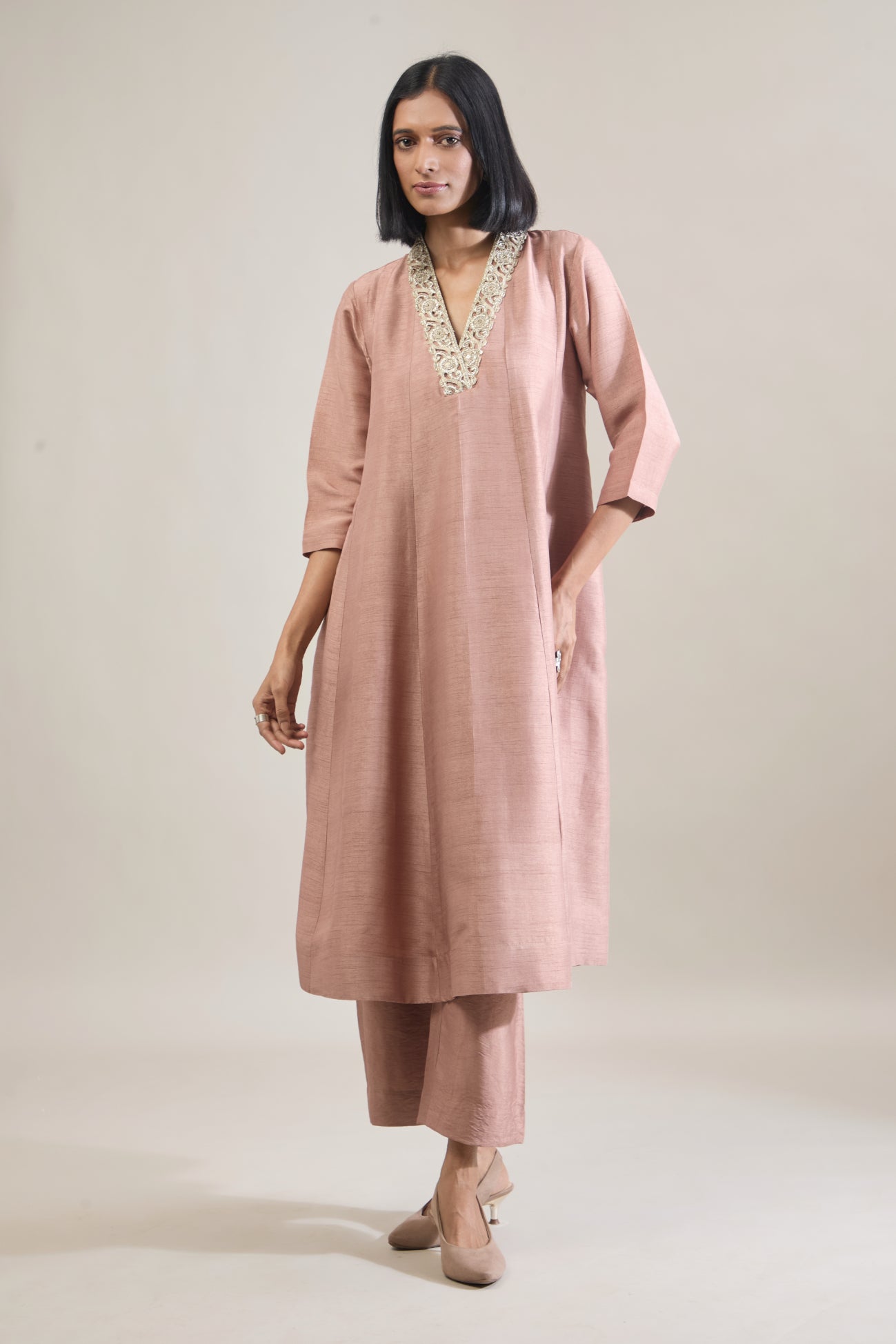 Sand Dola Silk Anarkali Set