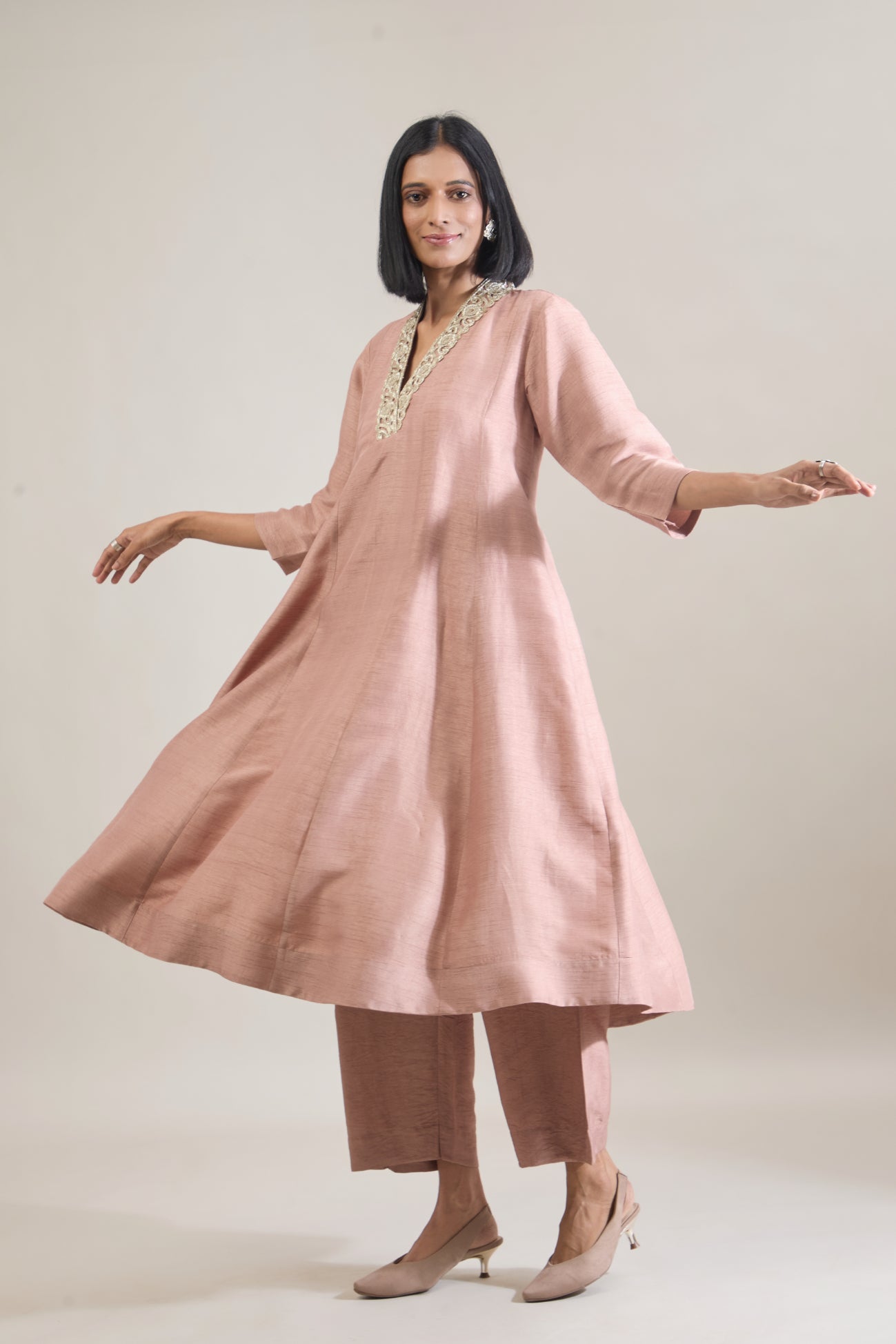 Sand Dola Silk Anarkali Set