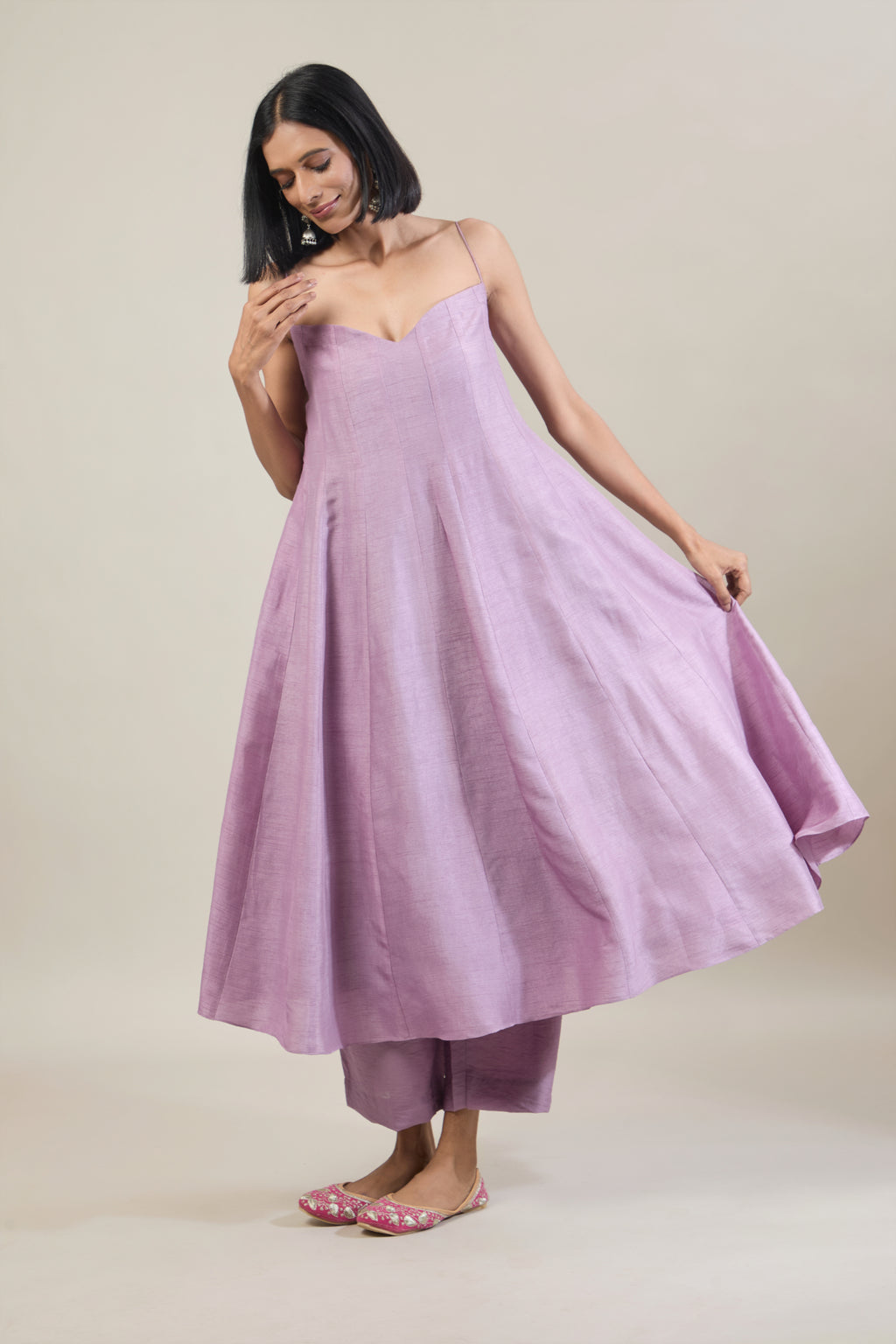 Inaya Purple Dola Silk Anarkali Set