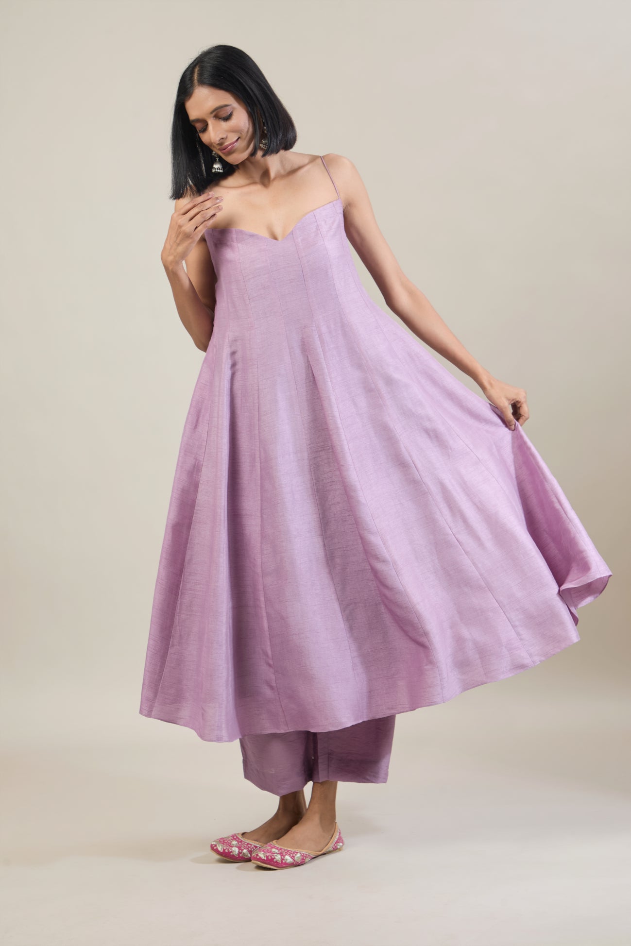 Inaya Purple Dola Silk Anarkali Set