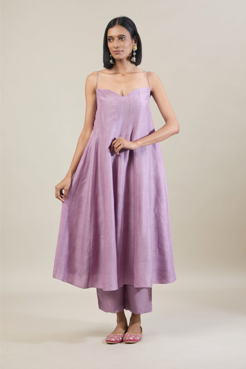 Rida Purple Dola Silk Anarkali Set
