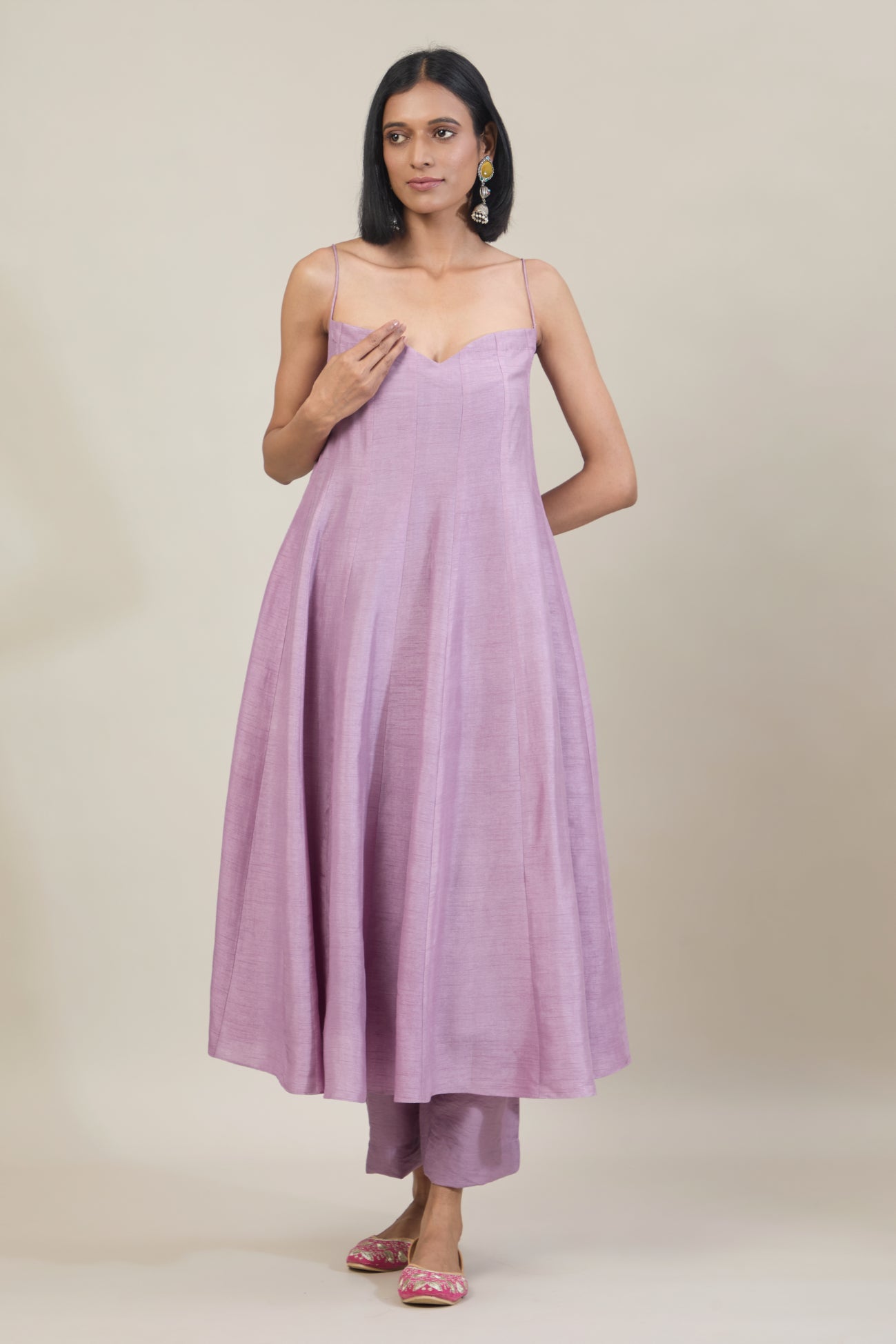 Inaya Purple Dola Silk Anarkali Set