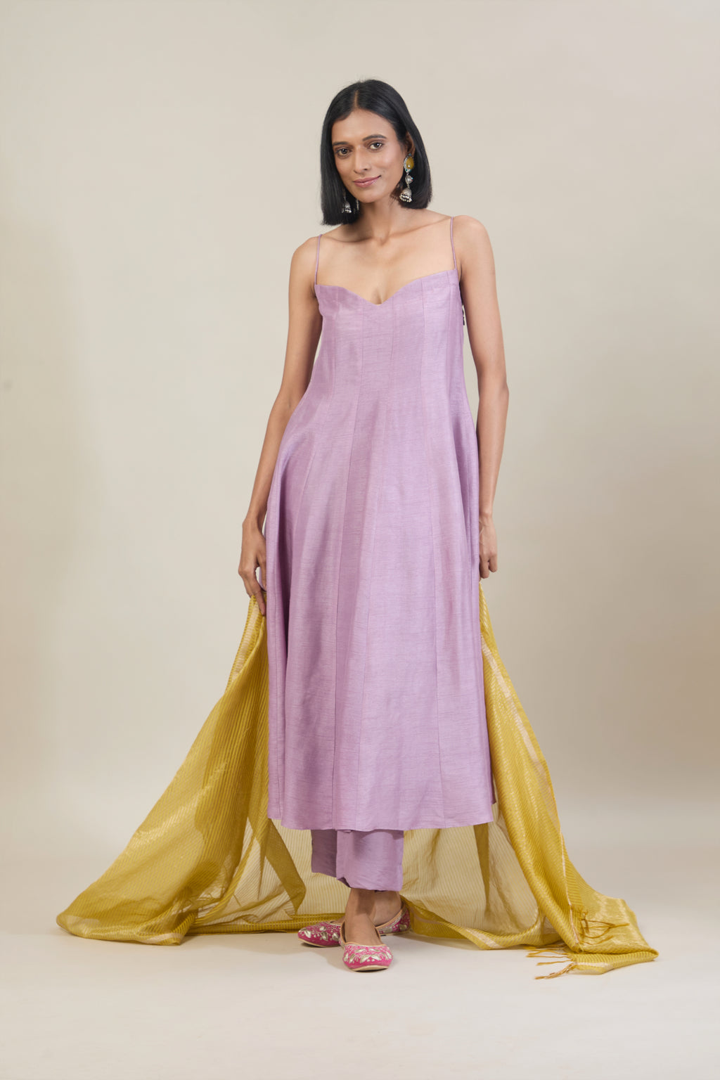 Rida Purple Dola Silk Anarkali Set