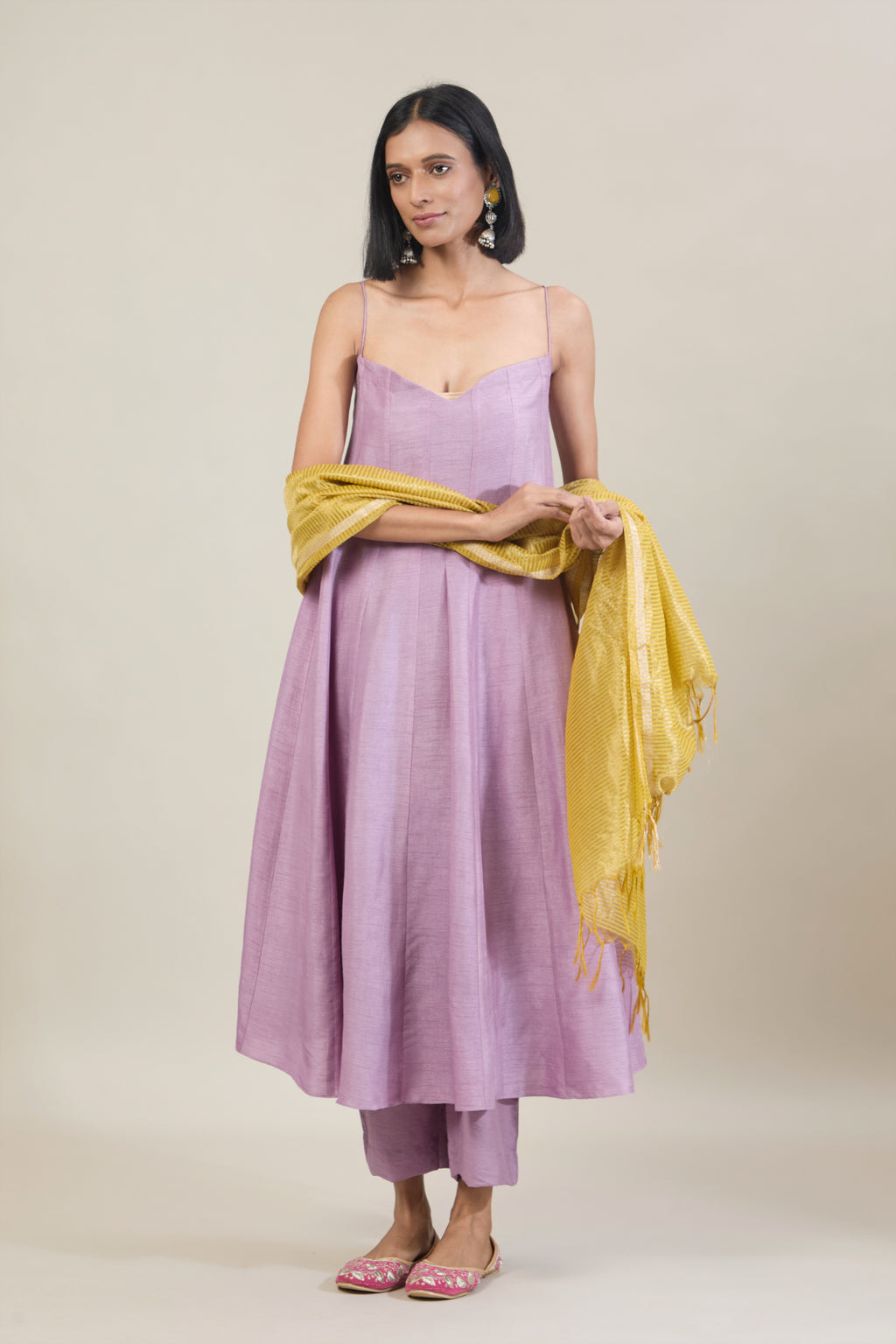 Rida Purple Dola Silk Anarkali Set