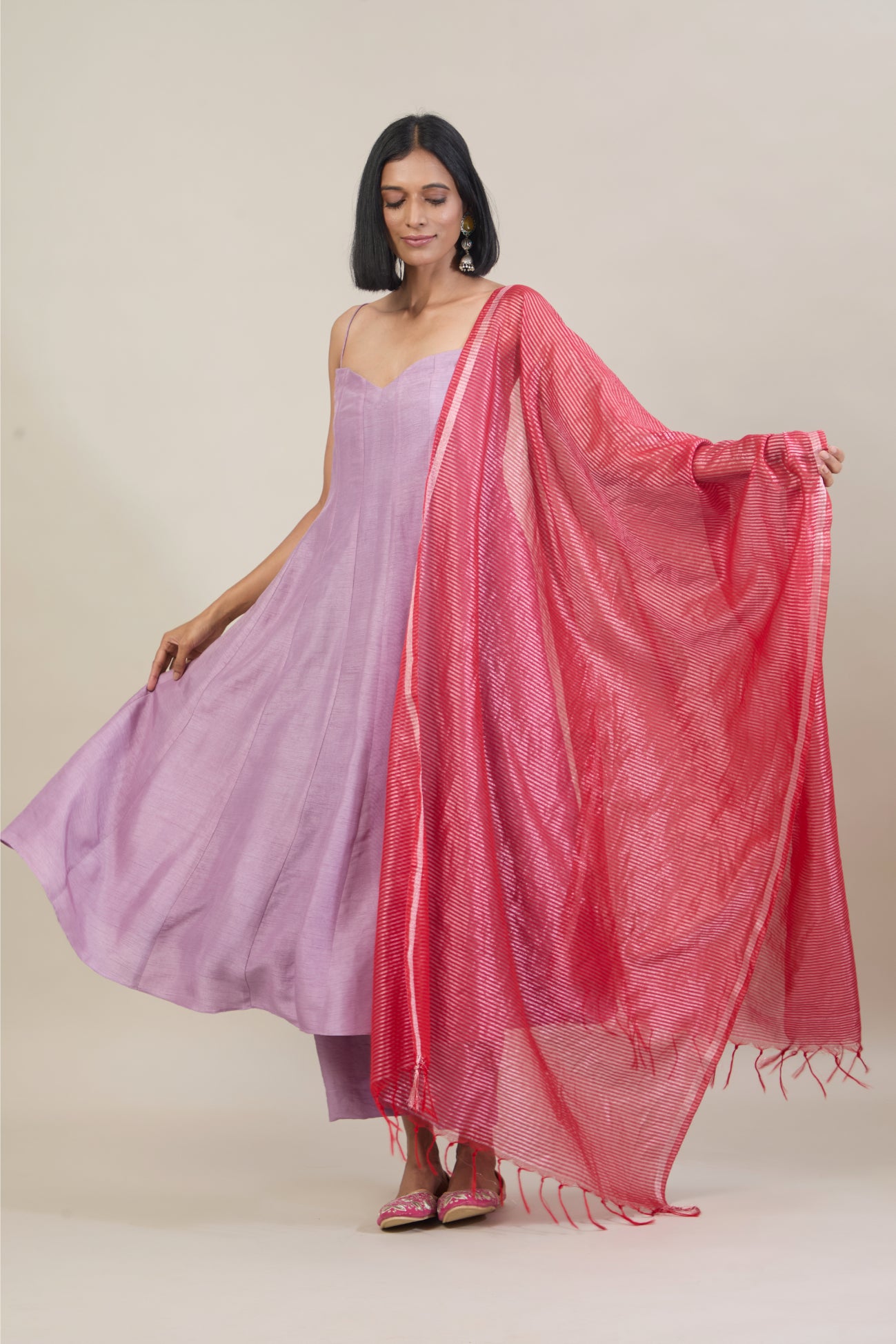 Inaya Purple Dola Silk Anarkali Set