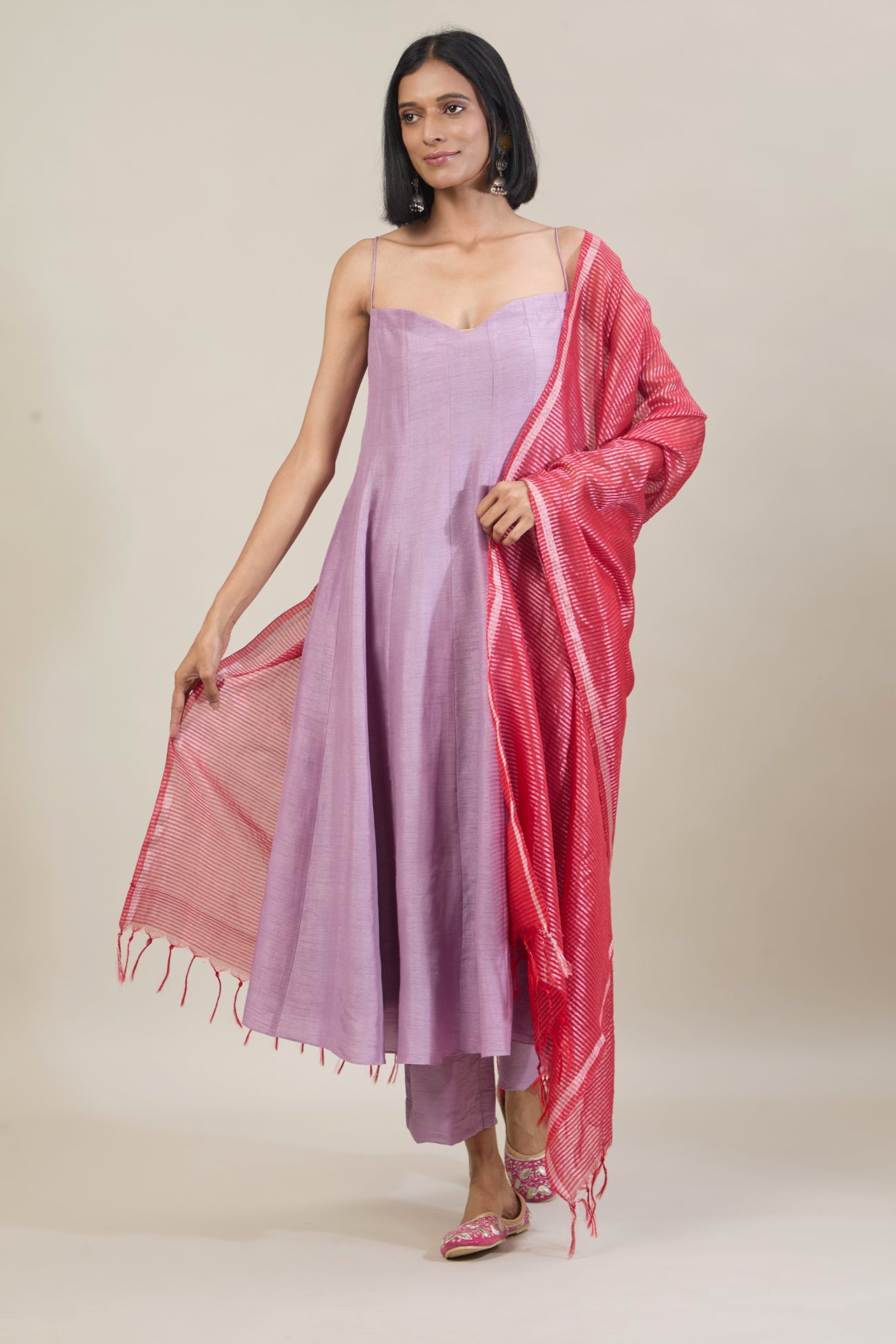 Inaya Purple Dola Silk Anarkali Set