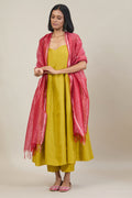 Vanya Soft Lime Yellow Dola Silk Anarkali Set