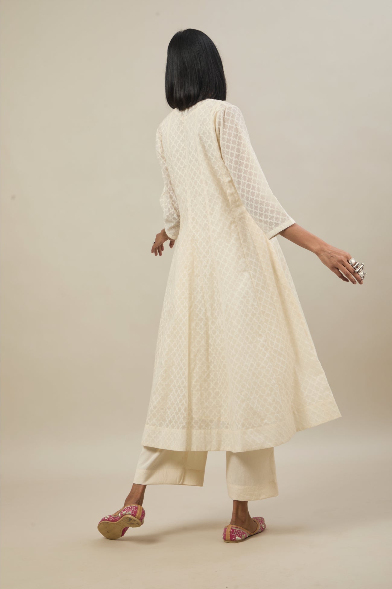 Veda Ivory Jacquard Chanderi Anarkali set
