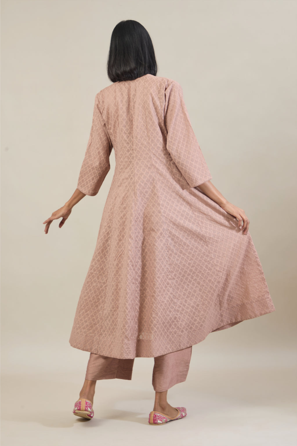 Naaz Mauve Jacquard Chanderi Anarkali set