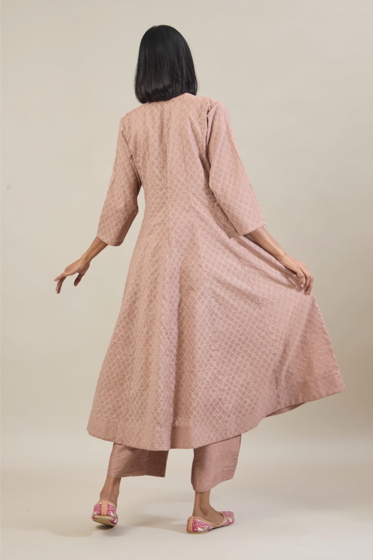 Naaz Mauve Jacquard Chanderi Anarkali set