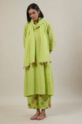 Rahi Bright Green Printed Cotton Kali Kurta Set with dupatta