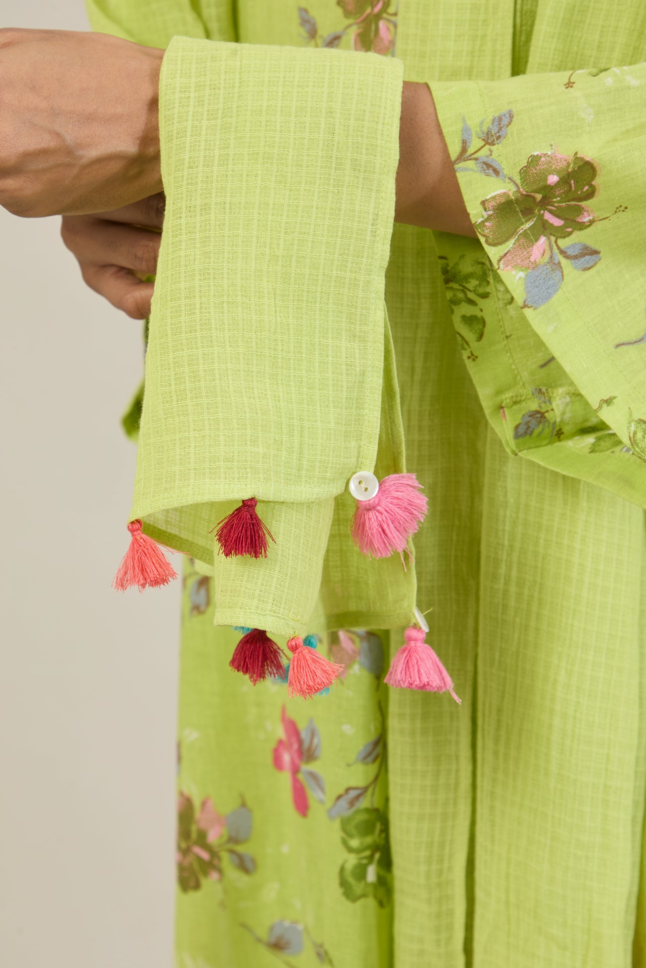 Tana Bright Green Printed Cotton Straight Kurta Set with dupatta