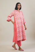 Reva Peach Printed Cotton Kali Kurta Set