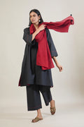 Daur Black Solid Cotton Straight Kurta Set with Dupatta