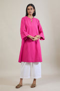 Saar Pink Solid Cotton Straight Kurta Set
